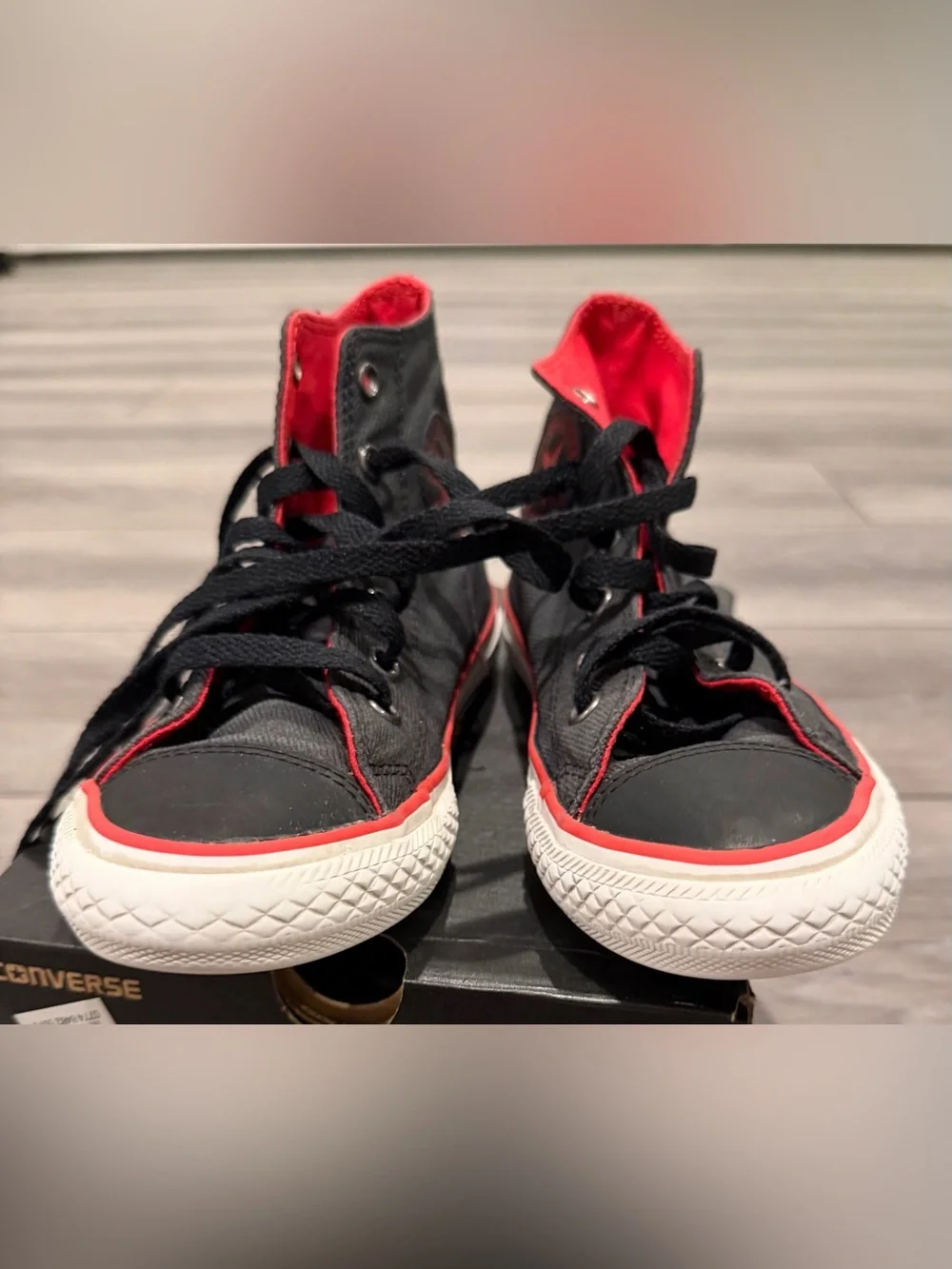 Kids Converse High-Top Sneakers - Black with Red Trim